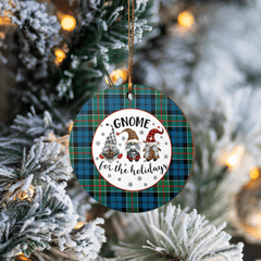 Clan Colquhoun Ancient Tartan Tartan Crest Gnome Round Ceramic Ornament NX39 Colquhoun Ancient Tartan Tartan Christmas   