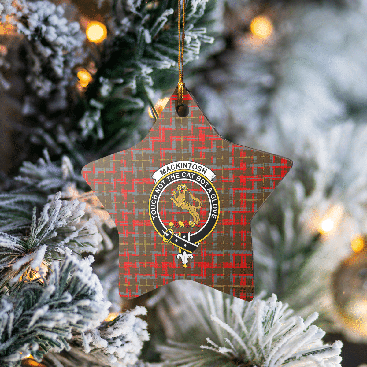 Clan MacKintosh Hunting Weathered Tartan Crest Star Ceramic Ornament GK45 MacKintosh Hunting Weathered Tartan Tartan Christmas   