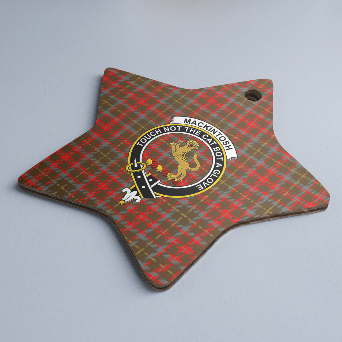 Clan MacKintosh Hunting Weathered Tartan Crest Star Ceramic Ornament GK45 MacKintosh Hunting Weathered Tartan Tartan Christmas   