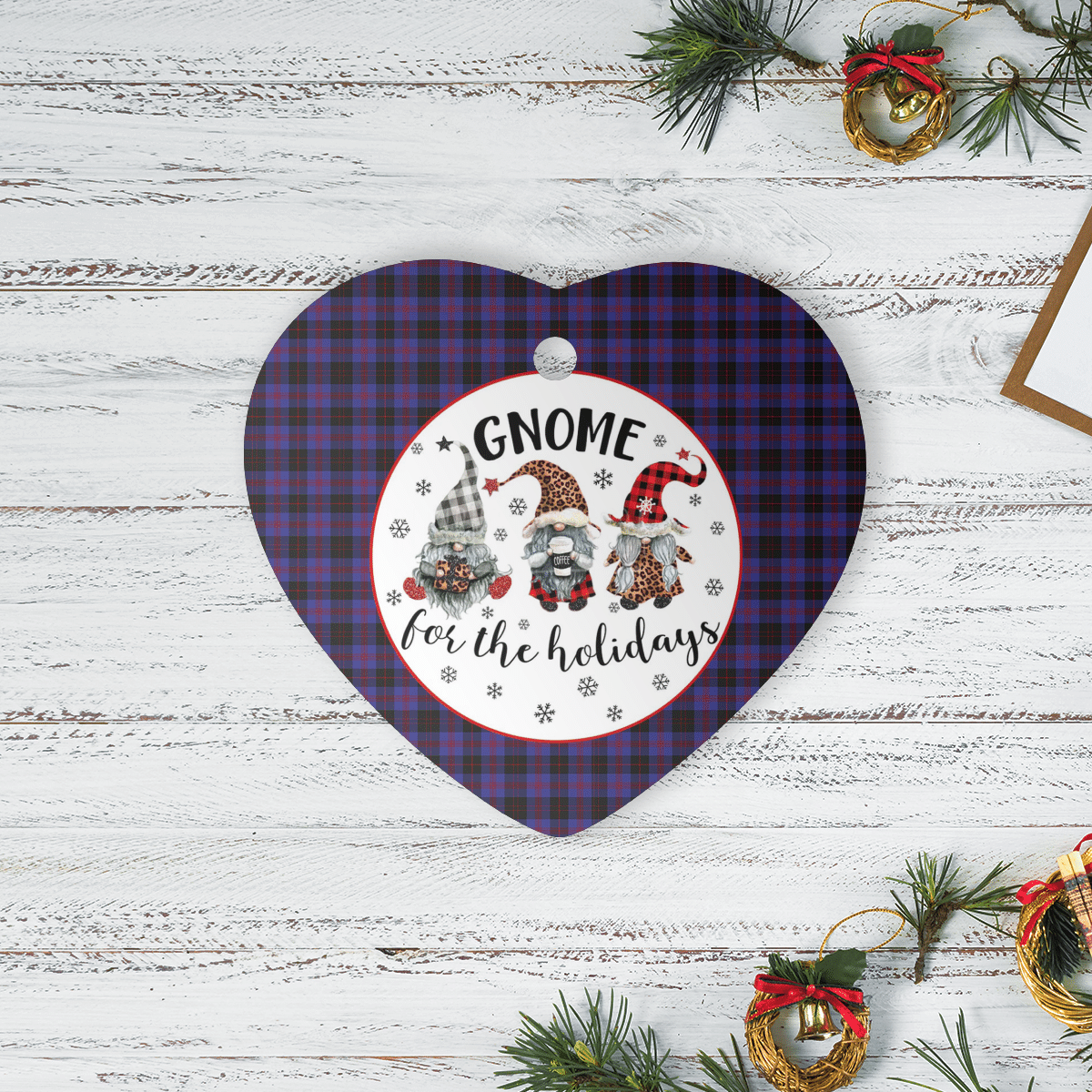 Clan Horsburgh Tartan Tartan Crest Gnome Heart Ceramic Ornament CN18 Horsburgh Tartan Tartan Christmas   