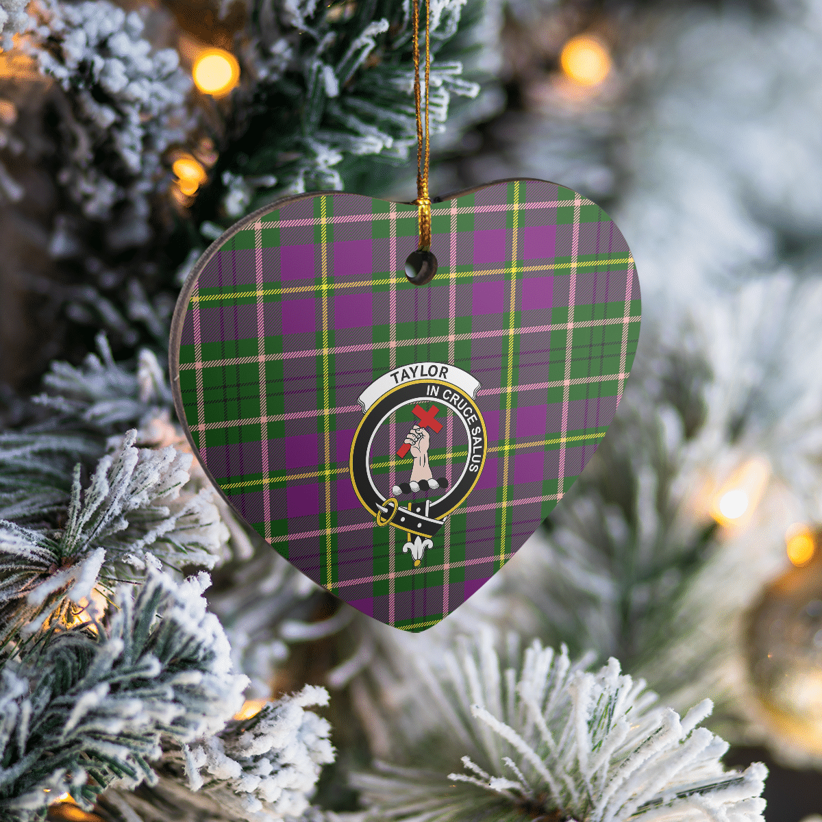 Clan Taylor Tartan Crest Heart Ceramic Ornament DI24 Taylor Tartan Tartan Christmas   