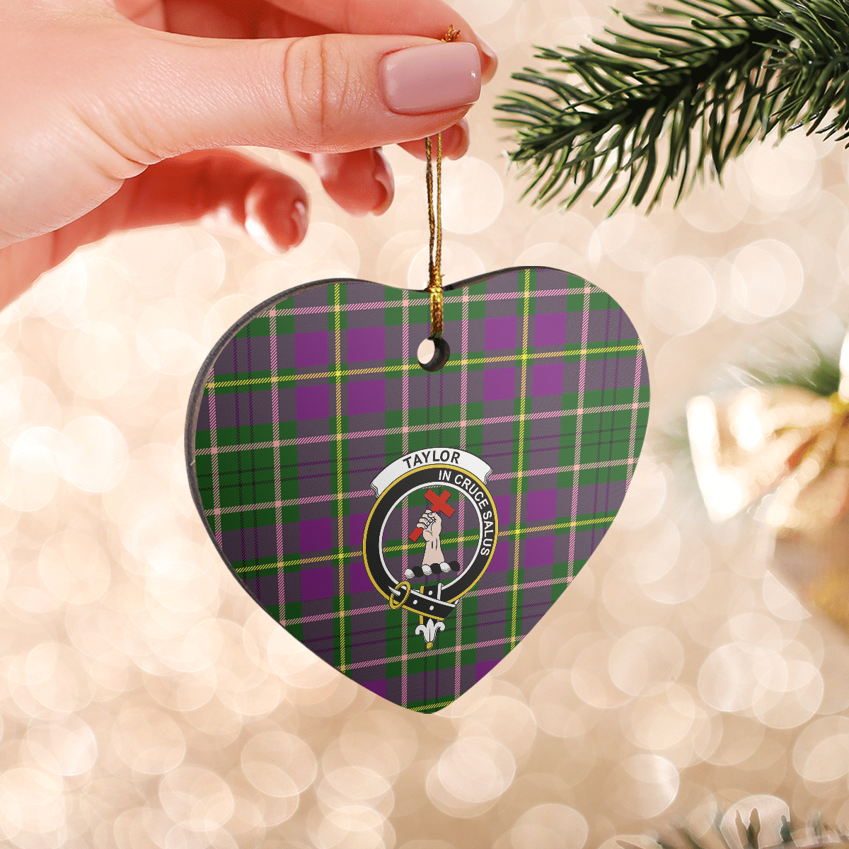 Clan Taylor Tartan Crest Heart Ceramic Ornament DI24 Taylor Tartan Tartan Christmas   