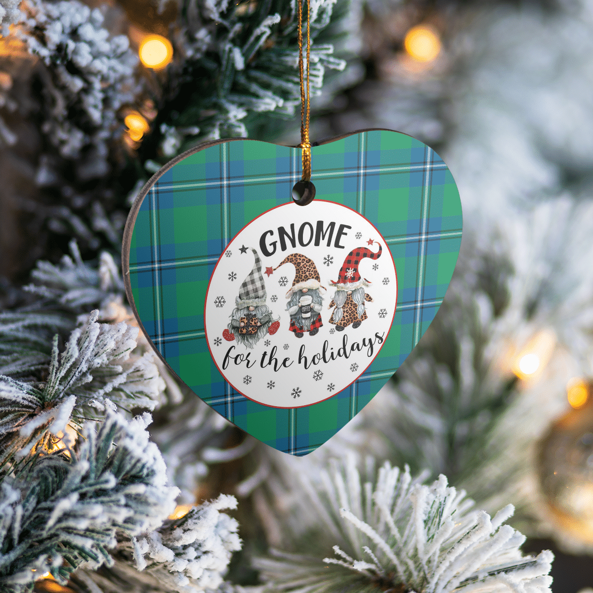 Clan Irvine Ancient Tartan Tartan Crest Gnome Heart Ceramic Ornament LK90 Irvine Ancient Tartan Tartan Christmas   