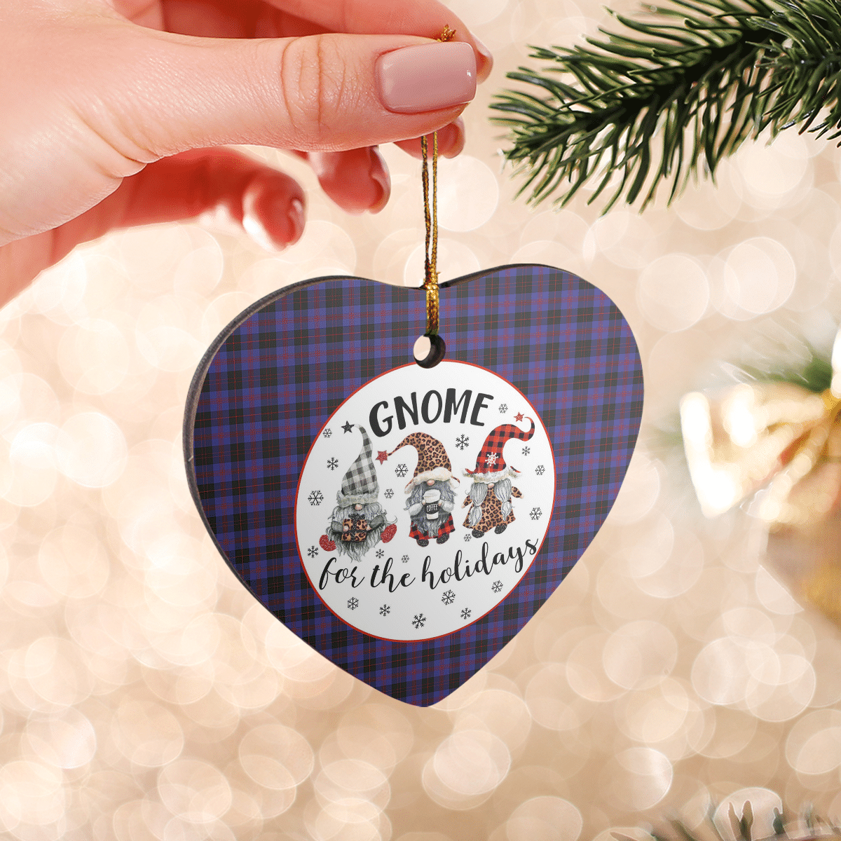 Clan Horsburgh Tartan Tartan Crest Gnome Heart Ceramic Ornament CN18 Horsburgh Tartan Tartan Christmas   