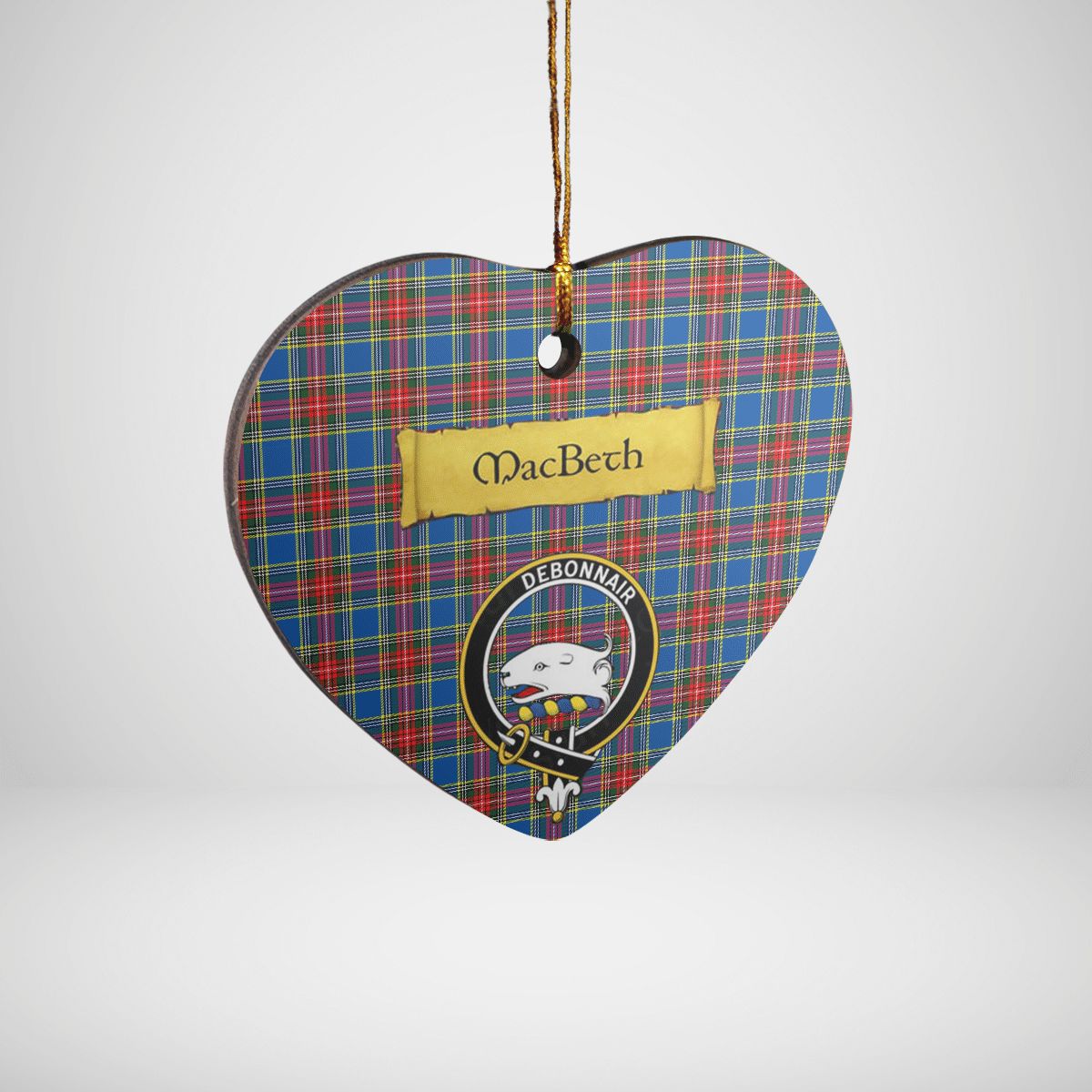 Clan MacBeth Modern Tartan Crest Heart Ceramic Ornament PA60 MacBeth Modern Tartan Tartan Christmas   