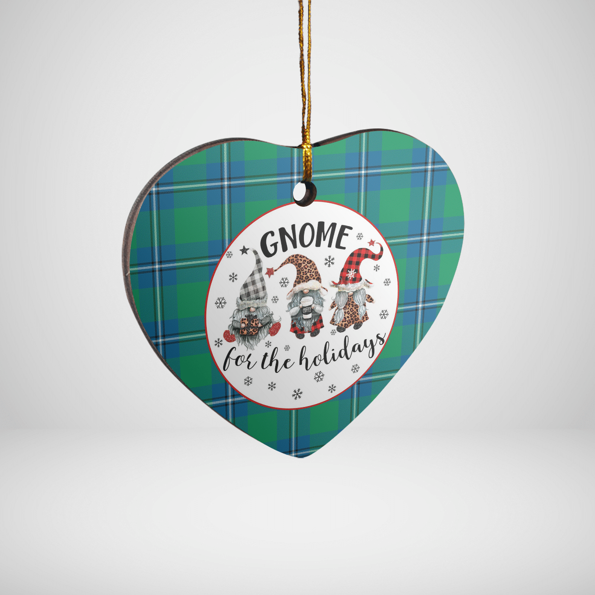 Clan Irvine Ancient Tartan Tartan Crest Gnome Heart Ceramic Ornament LK90 Irvine Ancient Tartan Tartan Christmas   