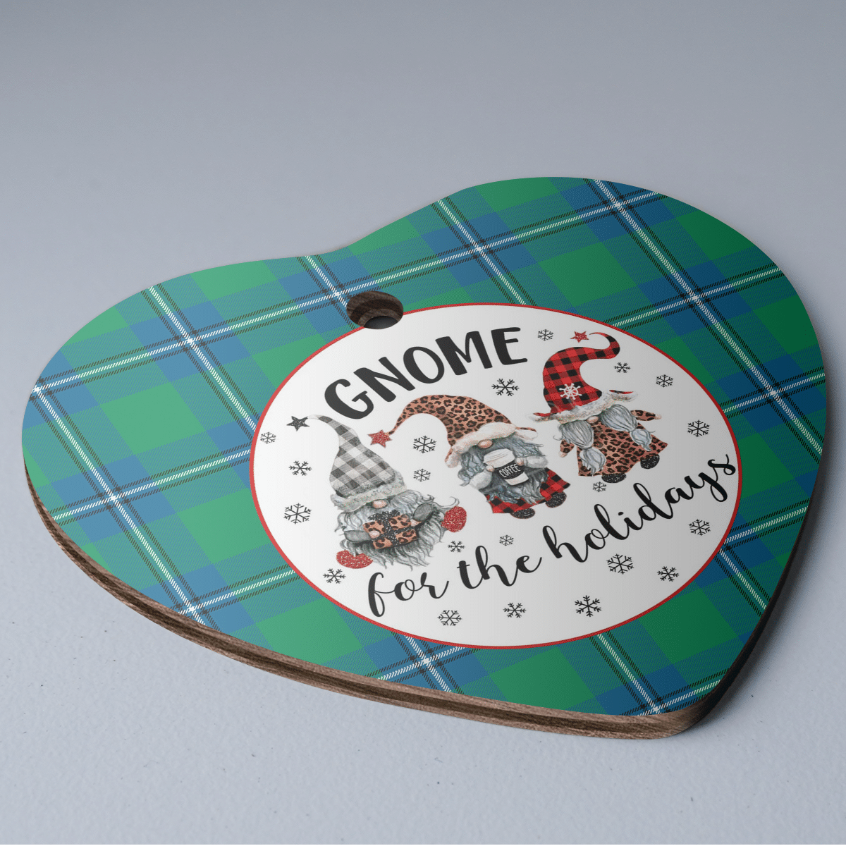 Clan Irvine Ancient Tartan Tartan Crest Gnome Heart Ceramic Ornament LK90 Irvine Ancient Tartan Tartan Christmas   