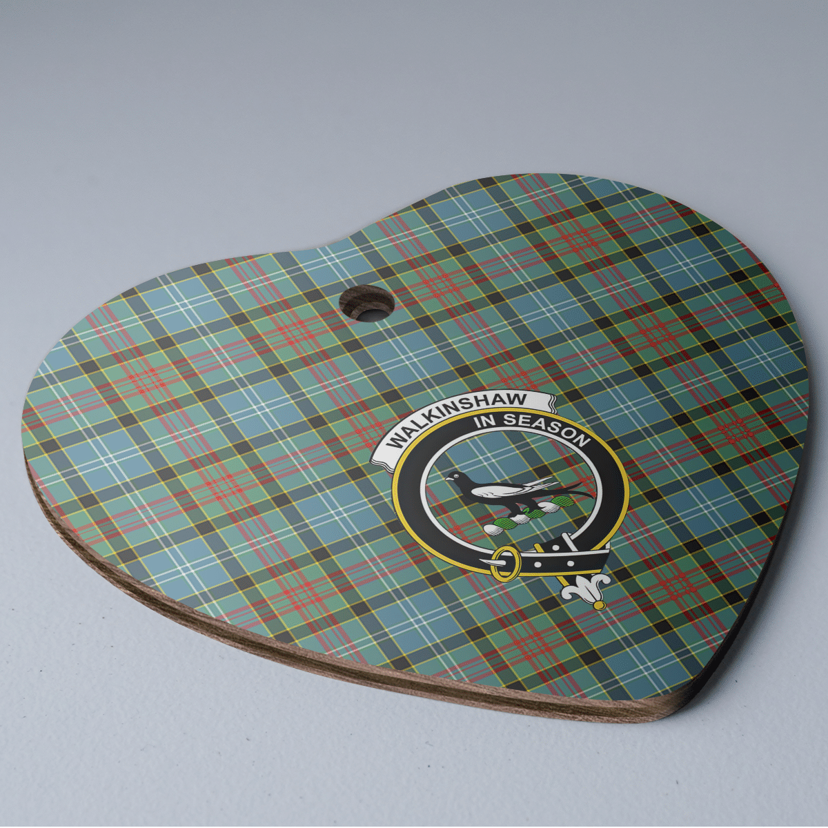 Clan Walkinshaw Tartan Crest Heart Ceramic Ornament MS23 Walkinshaw Tartan Tartan Christmas   