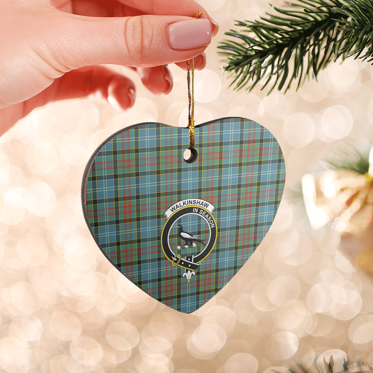 Clan Walkinshaw Tartan Crest Heart Ceramic Ornament MS23 Walkinshaw Tartan Tartan Christmas   