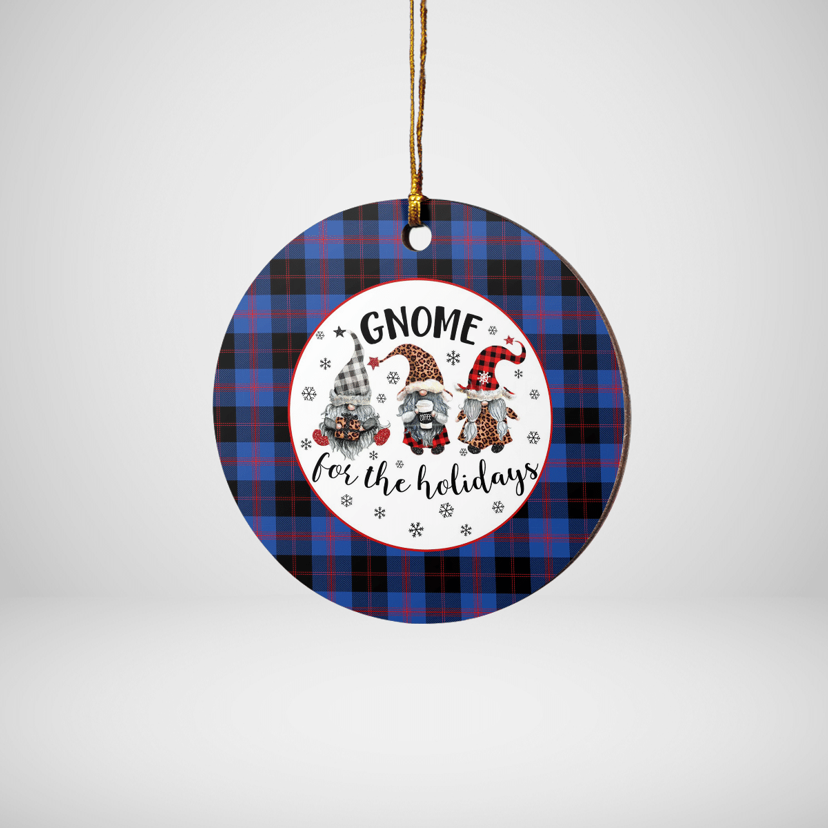 Clan Maule Tartan Tartan Crest Gnome Round Ceramic Ornament JA66 Maule Tartan Tartan Christmas   