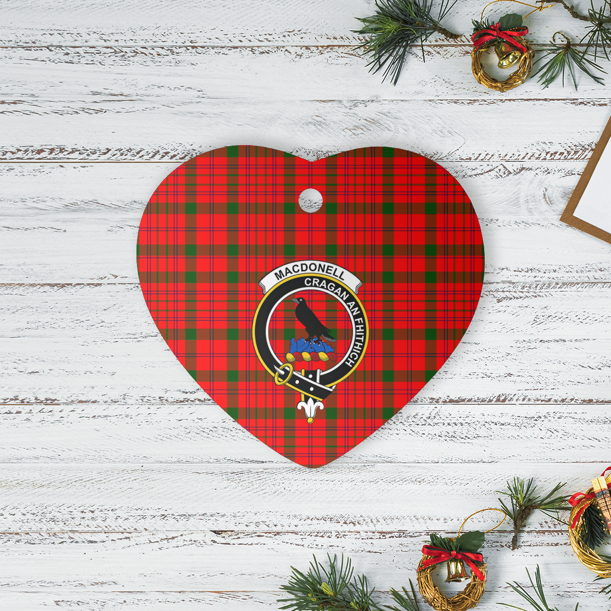 Clan MacDonnell of Keppoch Modern Tartan Crest Heart Ceramic Ornament WA25 MacDonnell of Keppoch Modern Tartan Tartan Christmas   