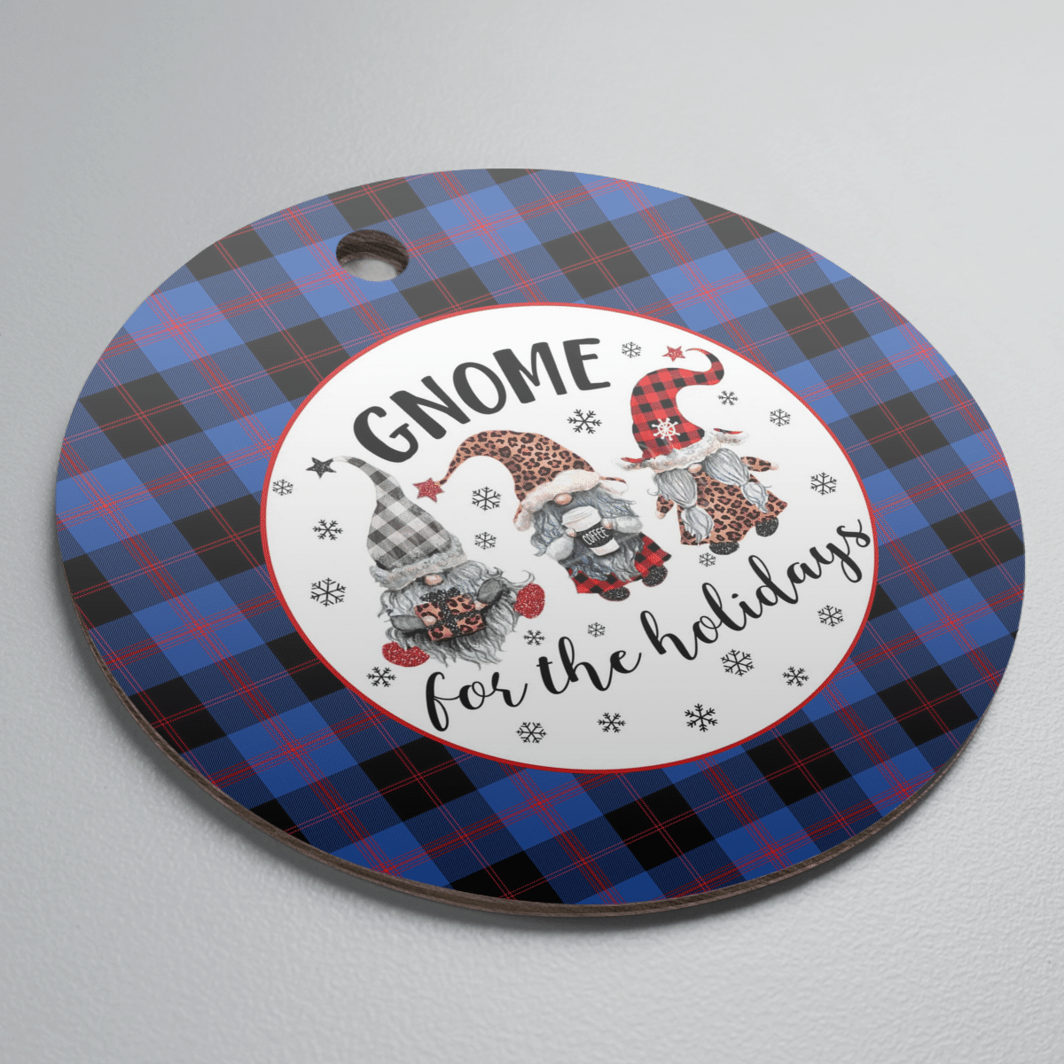 Clan Maule Tartan Tartan Crest Gnome Round Ceramic Ornament JA66 Maule Tartan Tartan Christmas   