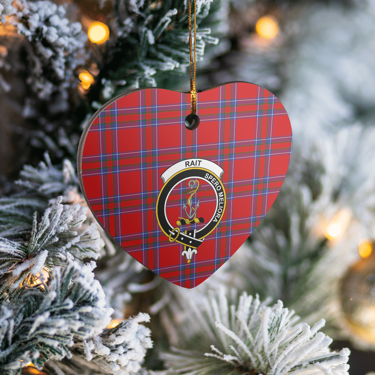 Clan Rait Inverness Tartan Crest Heart Ceramic Ornament AD93 Rait Inverness Tartan Tartan Christmas   