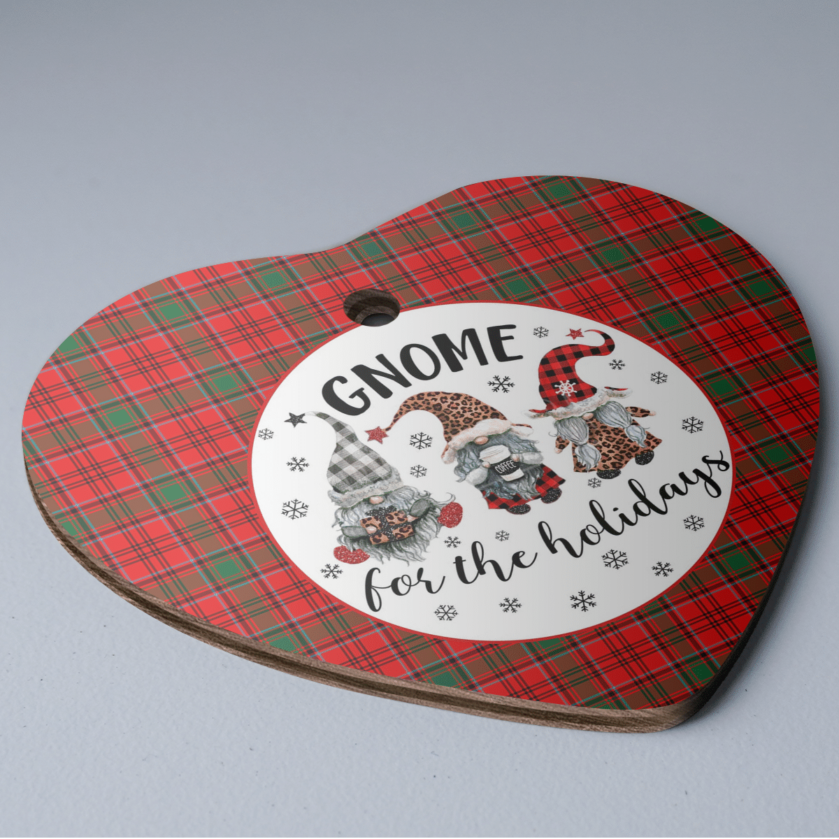 Clan Heron Tartan Tartan Crest Gnome Heart Ceramic Ornament ZG46 Heron Tartan Tartan Christmas   