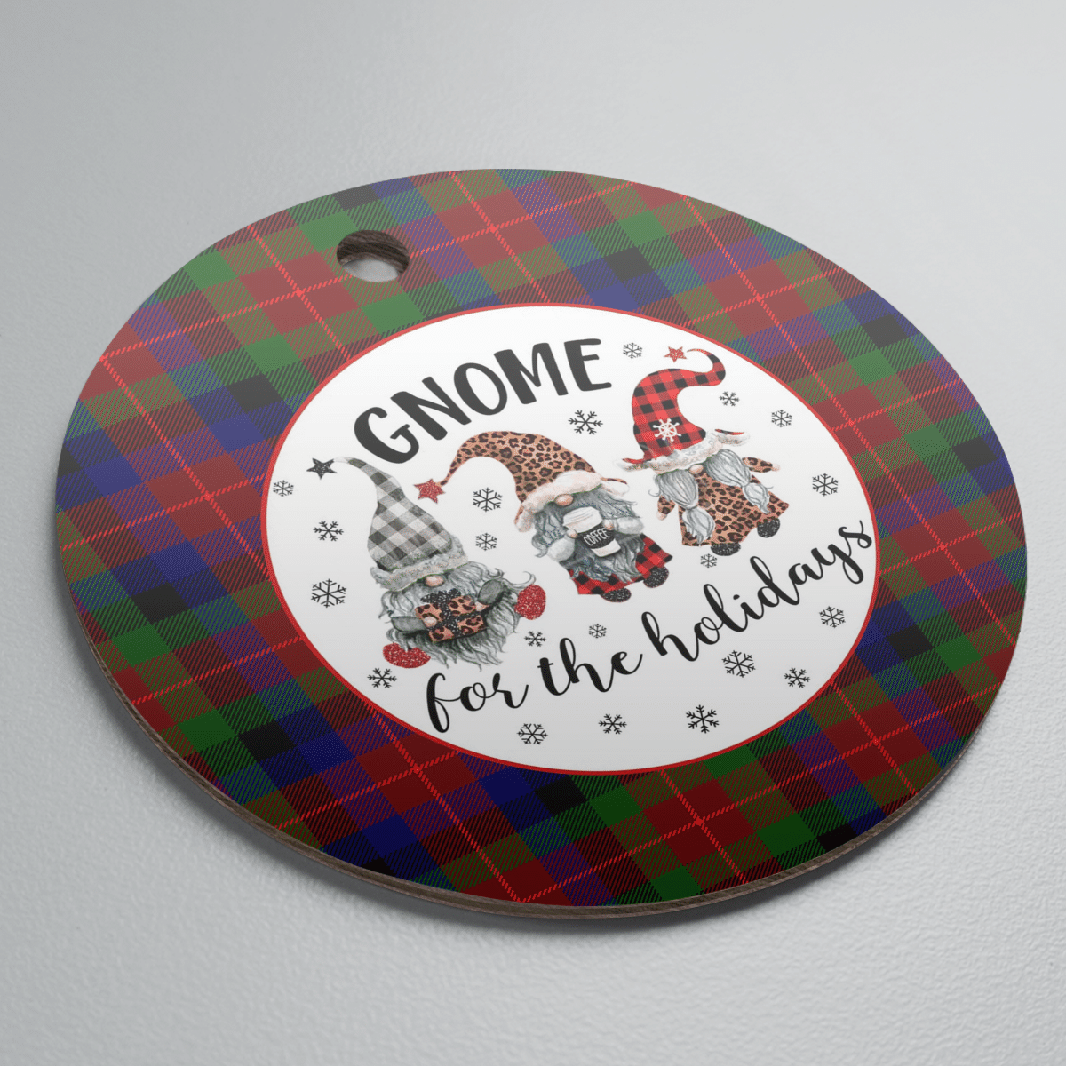 Clan Tennant Tartan Tartan Crest Gnome Round Ceramic Ornament WK73 Tennant Tartan Tartan Christmas   