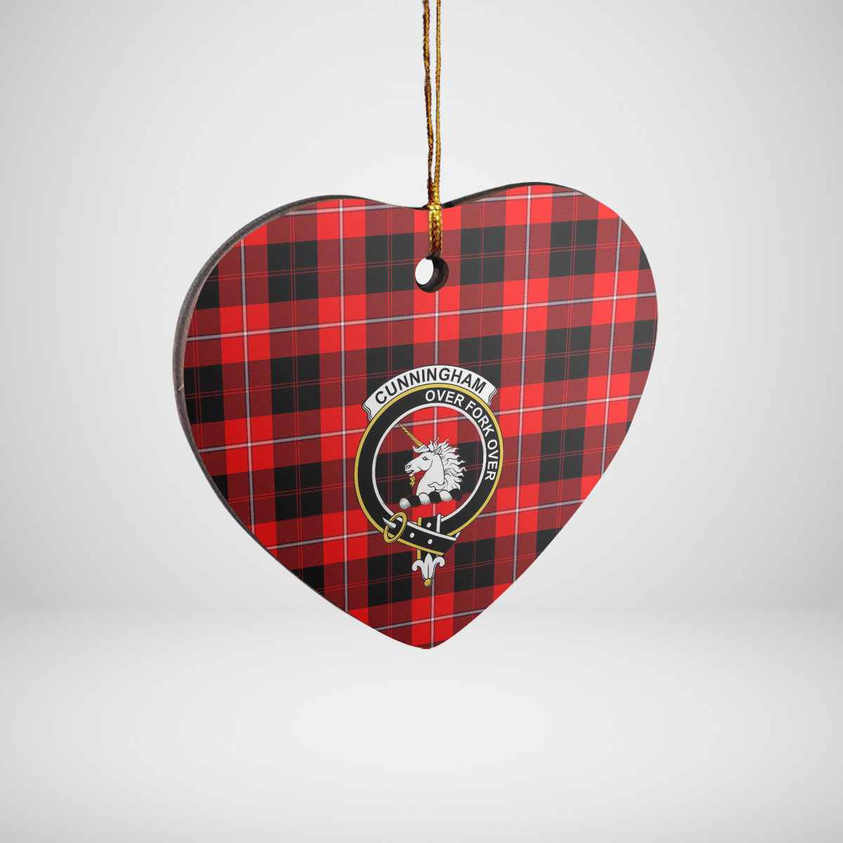 Clan Cunningham Modern Tartan Crest Heart Ceramic Ornament AR20 Cunningham Modern Tartan Tartan Christmas   