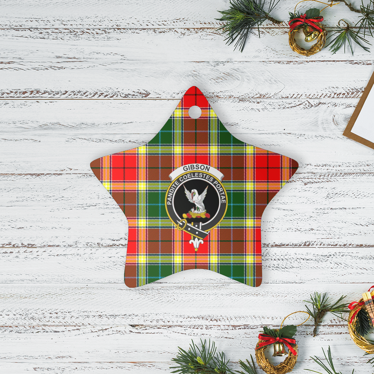 Clan Gibbs Tartan Crest Star Ceramic Ornament PH81 Gibbs Tartan Tartan Christmas   