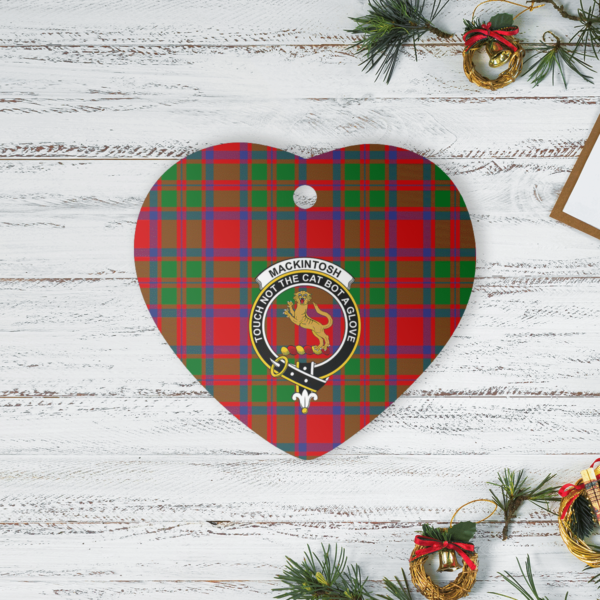 Clan MacKintosh Modern Tartan Crest Heart Ceramic Ornament UR54 MacKintosh Modern Tartan Tartan Christmas   