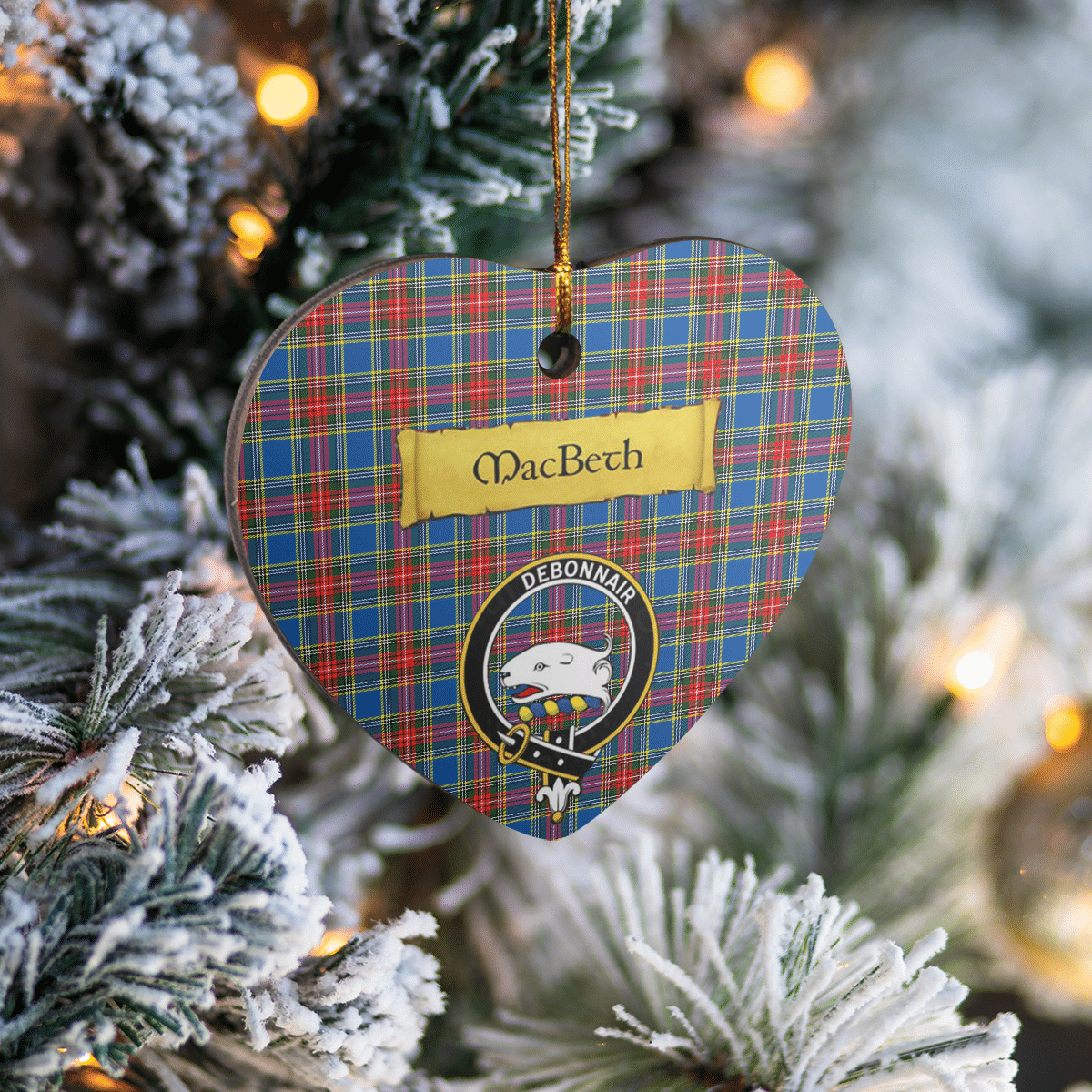 Clan MacBeth Modern Tartan Crest Heart Ceramic Ornament PA60 MacBeth Modern Tartan Tartan Christmas   