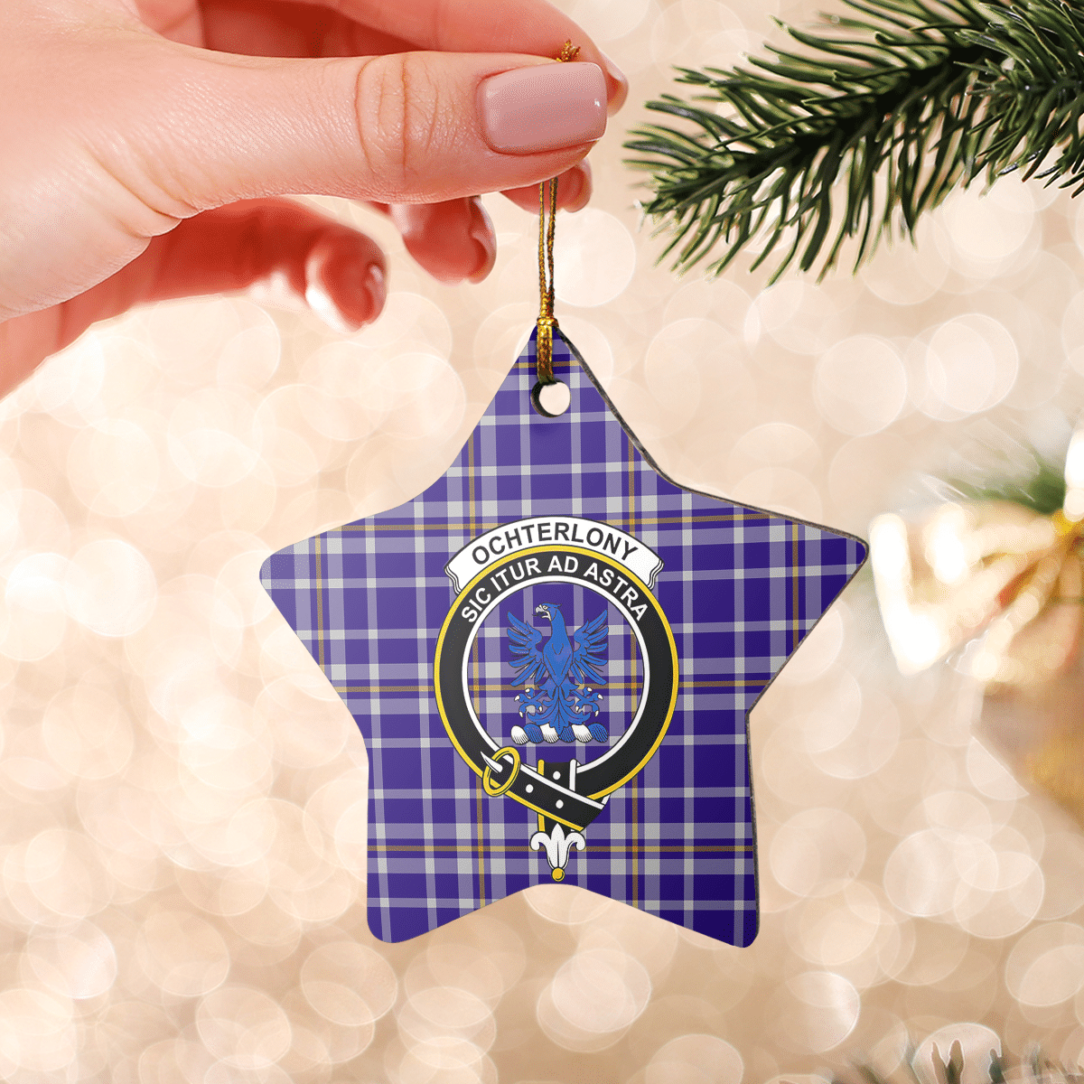 Clan Ochterlony Tartan Crest Star Ceramic Ornament RU17 Ochterlony Tartan Tartan Christmas   