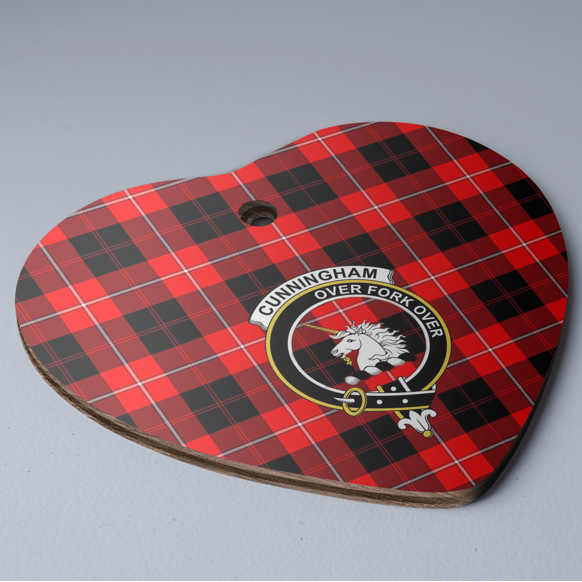 Clan Cunningham Modern Tartan Crest Heart Ceramic Ornament AR20 Cunningham Modern Tartan Tartan Christmas   