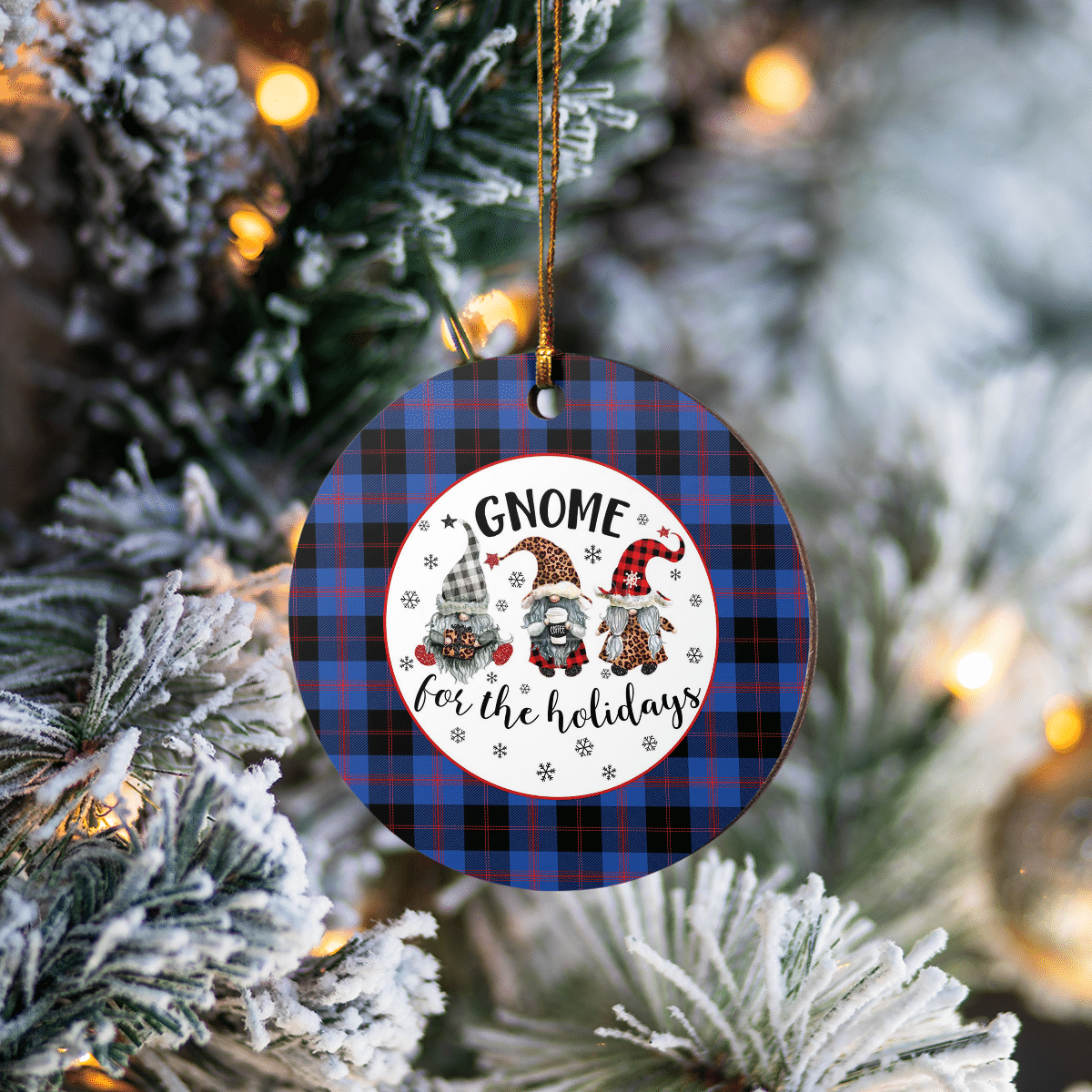 Clan Maule Tartan Tartan Crest Gnome Round Ceramic Ornament JA66 Maule Tartan Tartan Christmas   