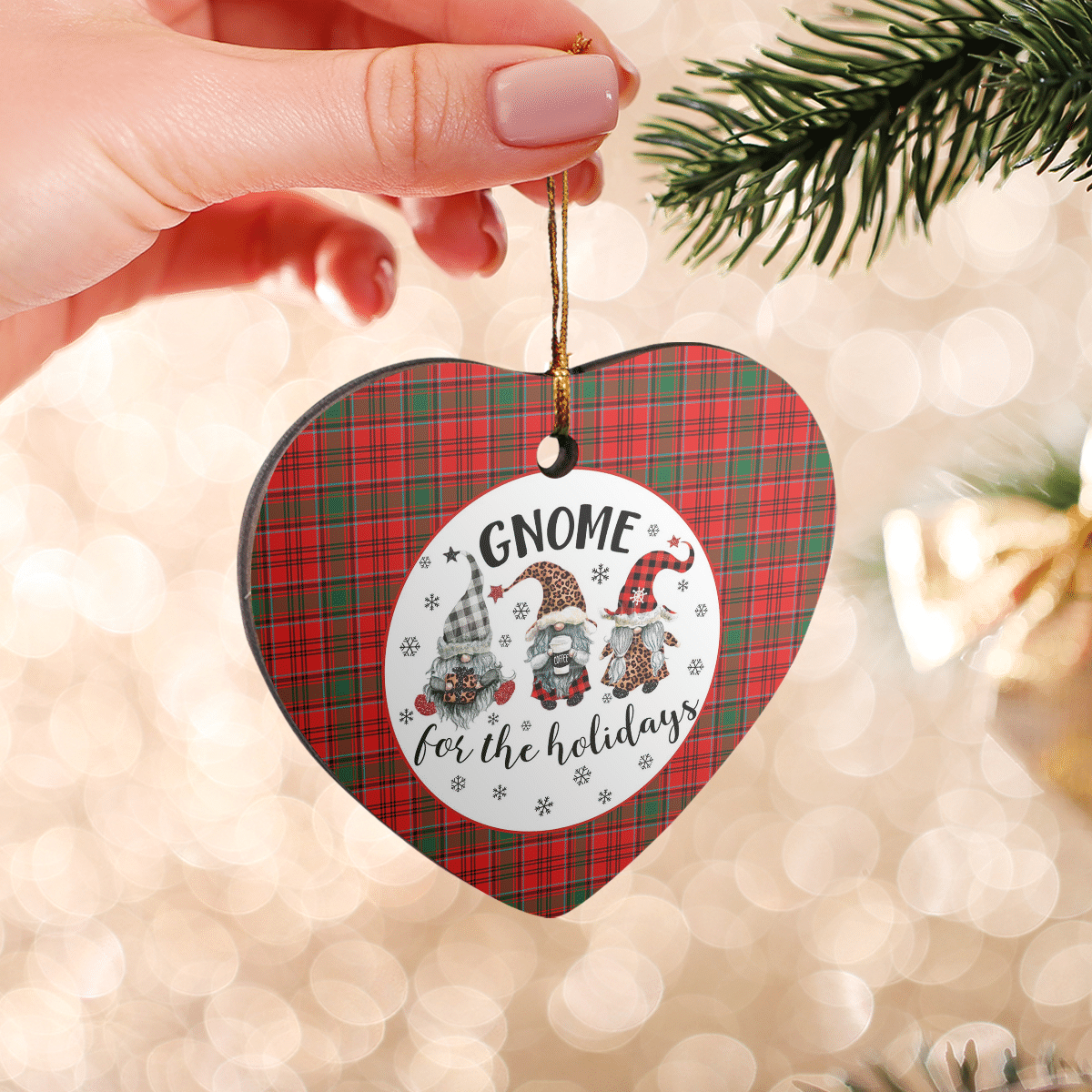 Clan Heron Tartan Tartan Crest Gnome Heart Ceramic Ornament ZG46 Heron Tartan Tartan Christmas   