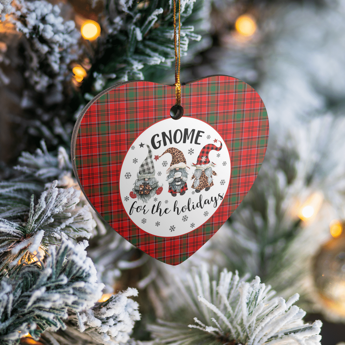 Clan Heron Tartan Tartan Crest Gnome Heart Ceramic Ornament ZG46 Heron Tartan Tartan Christmas   