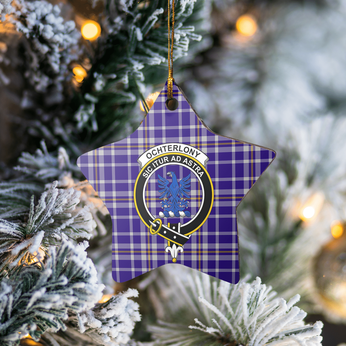 Clan Ochterlony Tartan Crest Star Ceramic Ornament RU17 Ochterlony Tartan Tartan Christmas   