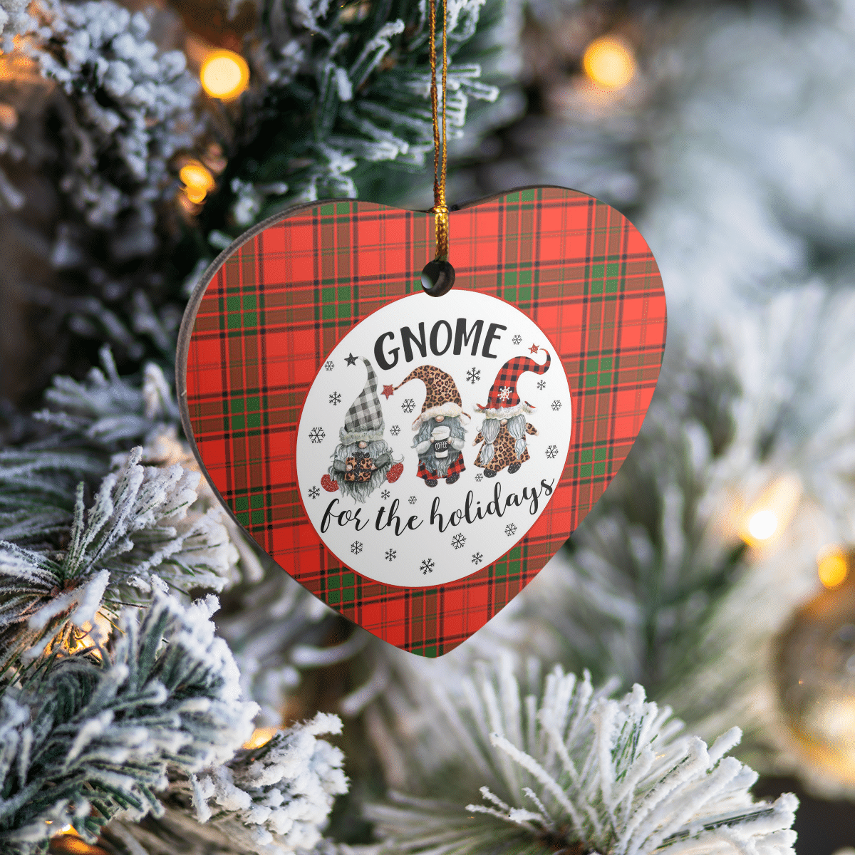 Clan Maxtone Tartan Tartan Crest Gnome Heart Ceramic Ornament SV22 Maxtone Tartan Tartan Christmas   