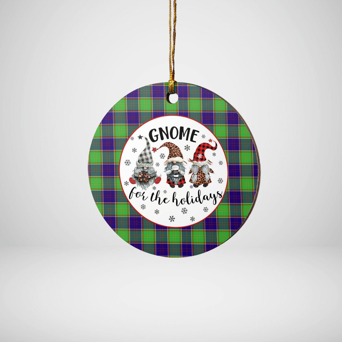 Clan Colville Tartan Tartan Crest Gnome Round Ceramic Ornament AN25 Colville Tartan Tartan Christmas   