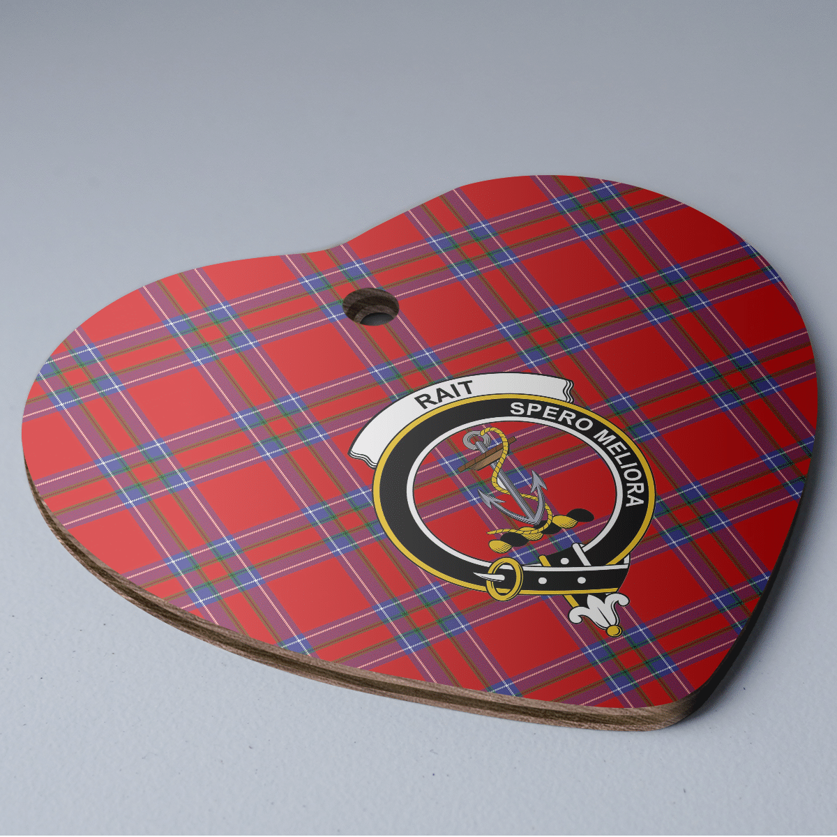 Clan Rait Inverness Tartan Crest Heart Ceramic Ornament AD93 Rait Inverness Tartan Tartan Christmas   