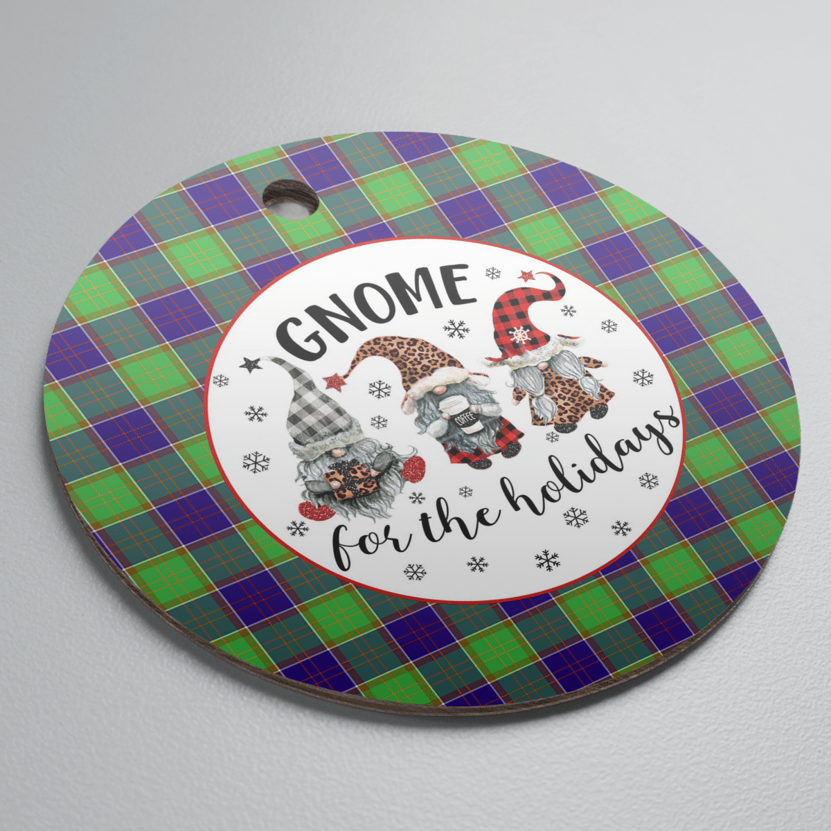 Clan Colville Tartan Tartan Crest Gnome Round Ceramic Ornament AN25 Colville Tartan Tartan Christmas   