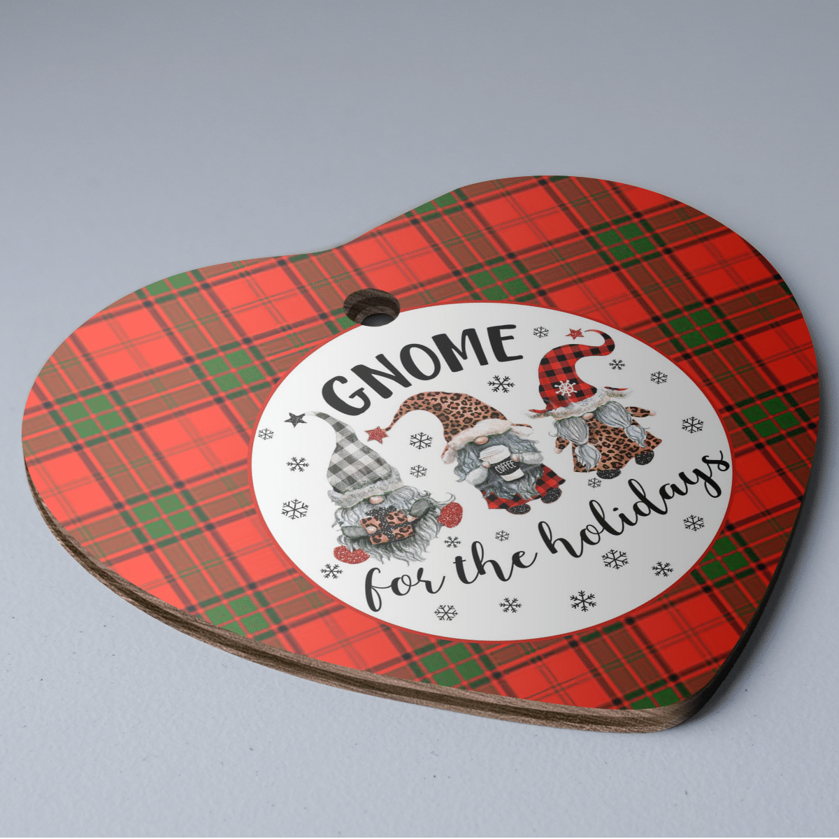 Clan Maxtone Tartan Tartan Crest Gnome Heart Ceramic Ornament SV22 Maxtone Tartan Tartan Christmas   