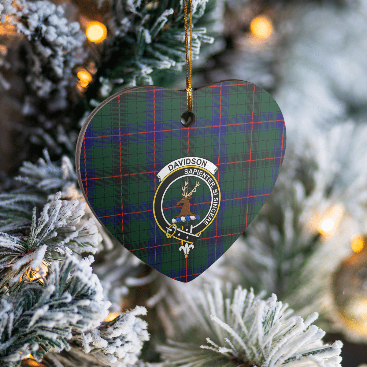 Clan Davidson Modern Tartan Crest Heart Ceramic Ornament DL57 Davidson Modern Tartan Tartan Christmas   