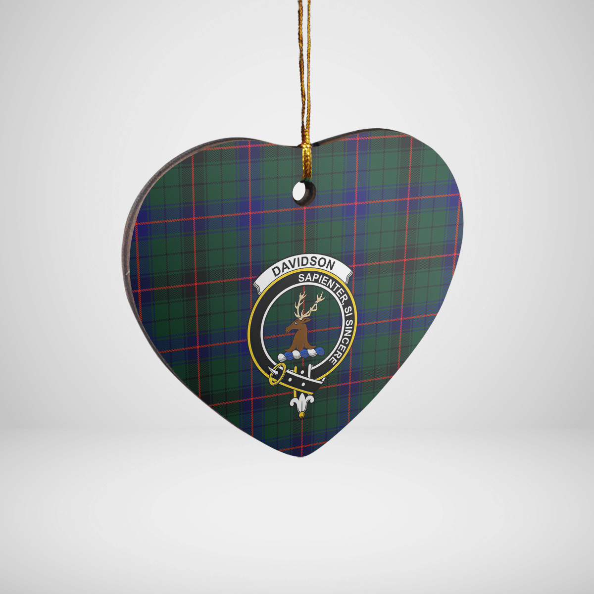 Clan Davidson Modern Tartan Crest Heart Ceramic Ornament DL57 Davidson Modern Tartan Tartan Christmas   