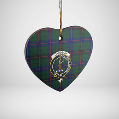 Clan Davidson Modern Tartan Crest Heart Ceramic Ornament DL57 Davidson Modern Tartan Tartan Christmas   