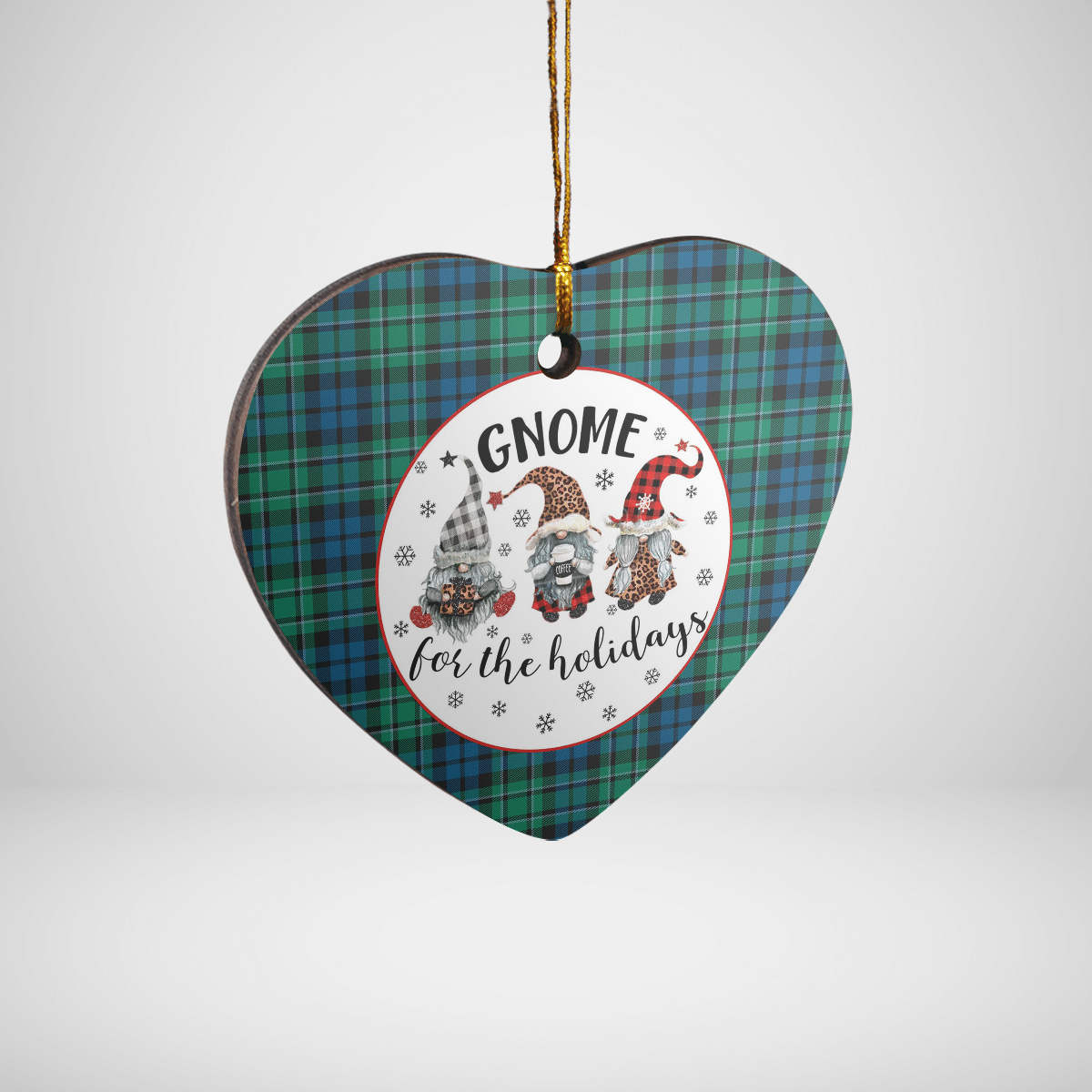 Clan MacCallum Ancient Tartan Tartan Crest Gnome Heart Ceramic Ornament OF32 MacCallum Ancient Tartan Tartan Christmas   