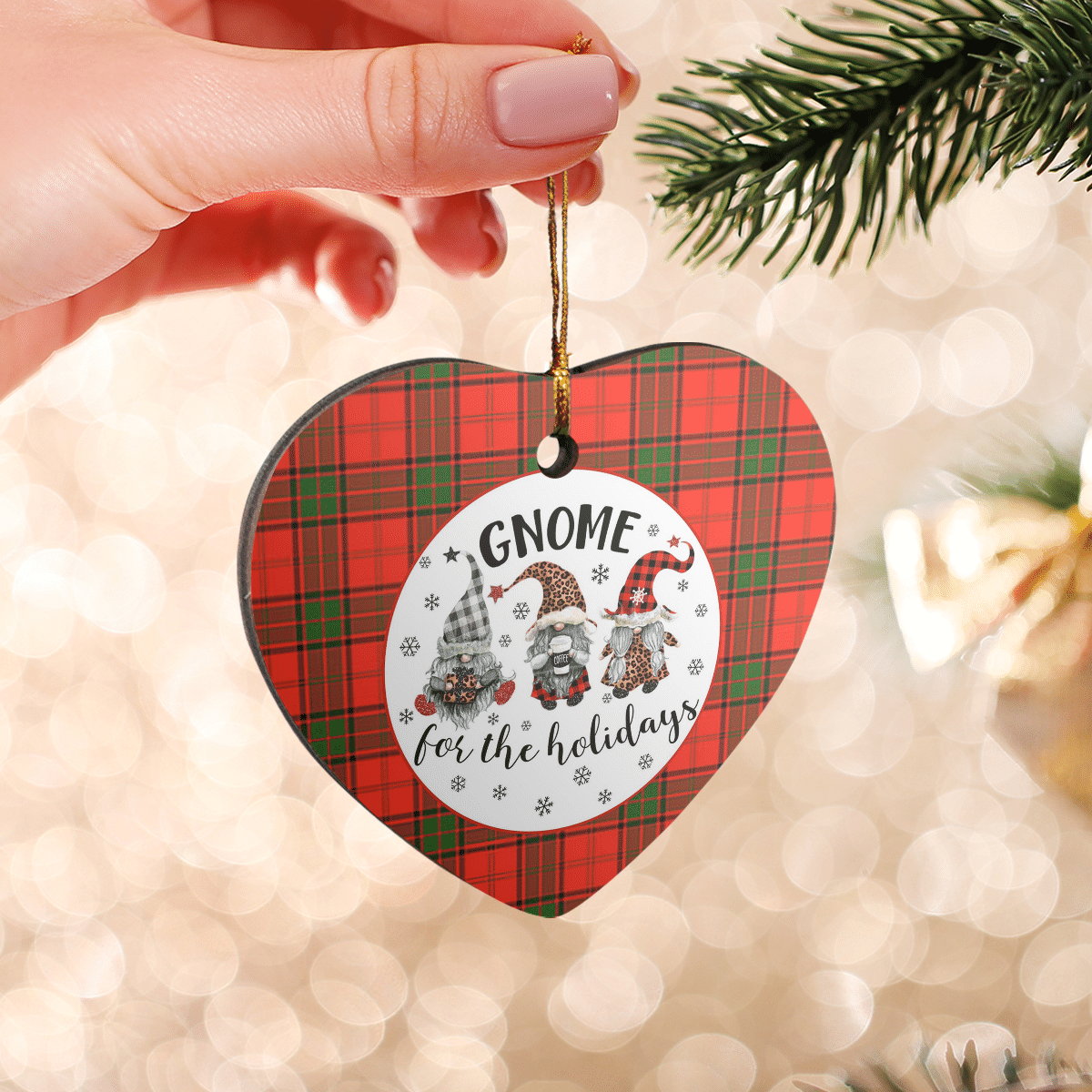 Clan Maxtone Tartan Tartan Crest Gnome Heart Ceramic Ornament SV22 Maxtone Tartan Tartan Christmas   