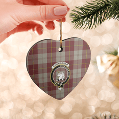 Clan Cunningham Burgundy Dancers Tartan Crest Heart Ceramic Ornament YF28 Cunningham Burgundy Dancers Tartan Tartan Christmas   