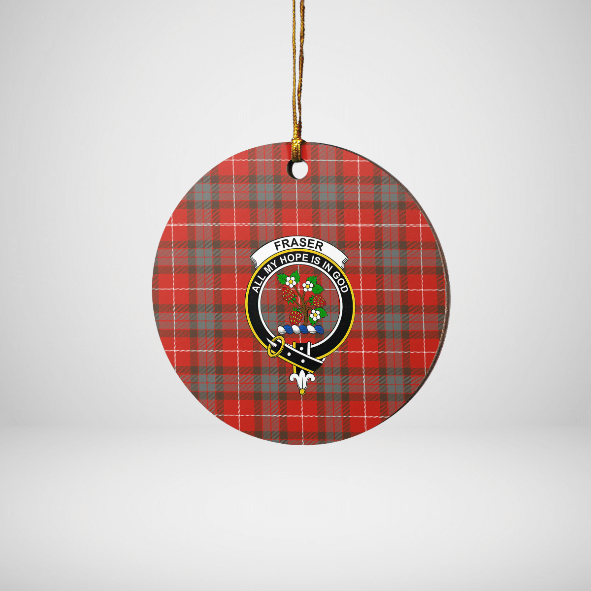 Clan Fraser Weathered Tartan Crest Round Ceramic Ornament ZV30 Fraser Weathered Tartan Tartan Christmas   