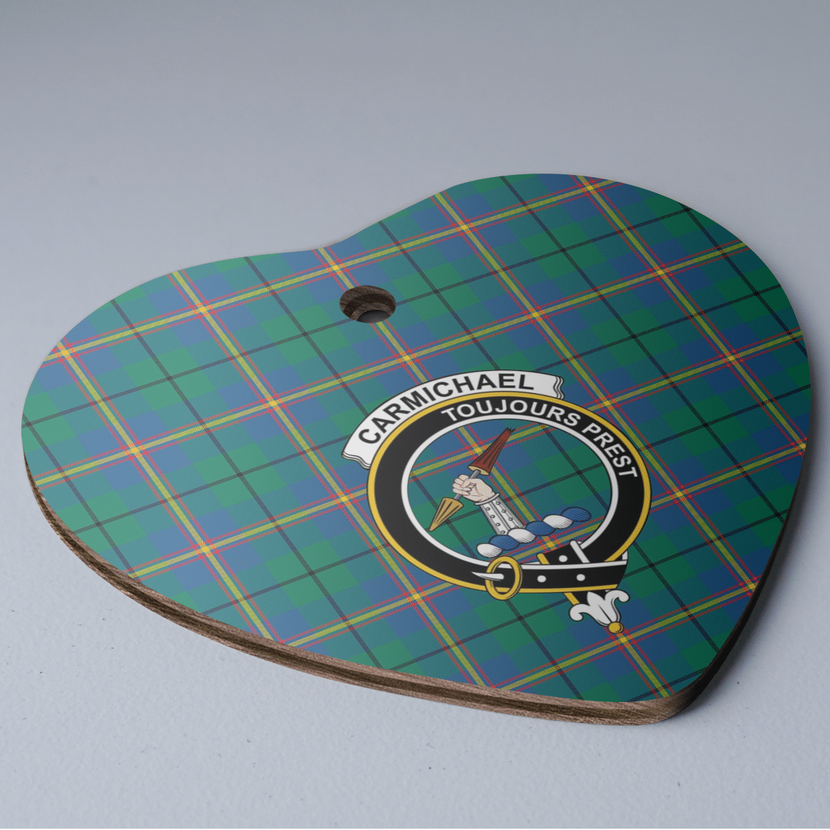 Clan Carmichael Ancient Tartan Crest Heart Ceramic Ornament CO90 Carmichael Ancient Tartan Tartan Christmas   