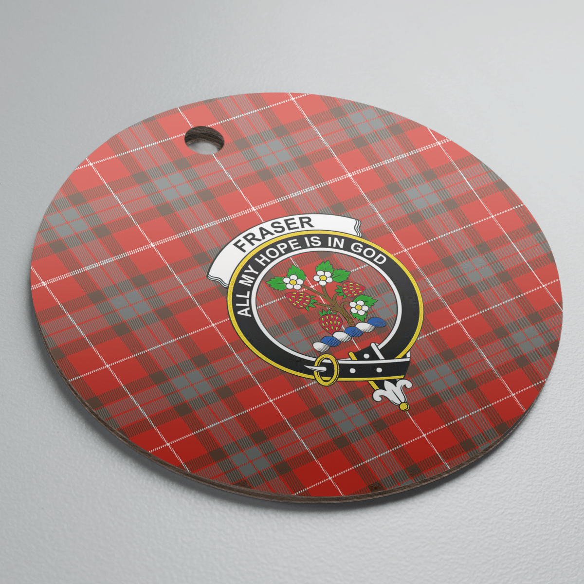 Clan Fraser Weathered Tartan Crest Round Ceramic Ornament ZV30 Fraser Weathered Tartan Tartan Christmas   