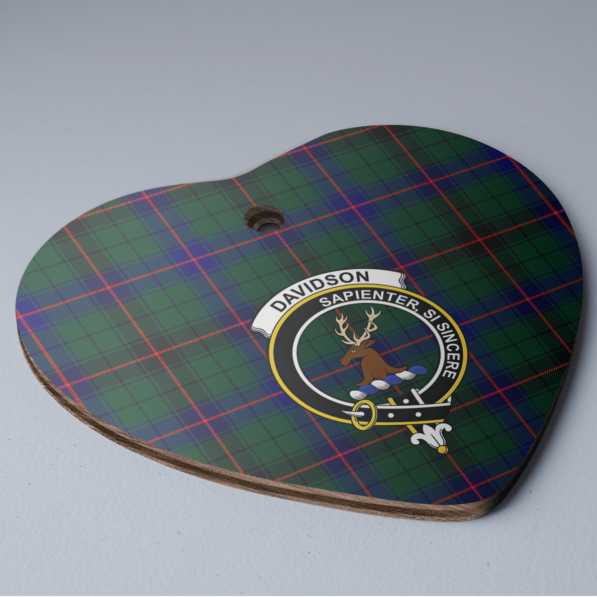 Clan Davidson Modern Tartan Crest Heart Ceramic Ornament DL57 Davidson Modern Tartan Tartan Christmas   