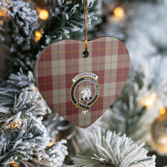 Clan Cunningham Burgundy Dancers Tartan Crest Heart Ceramic Ornament YF28 Cunningham Burgundy Dancers Tartan Tartan Christmas   