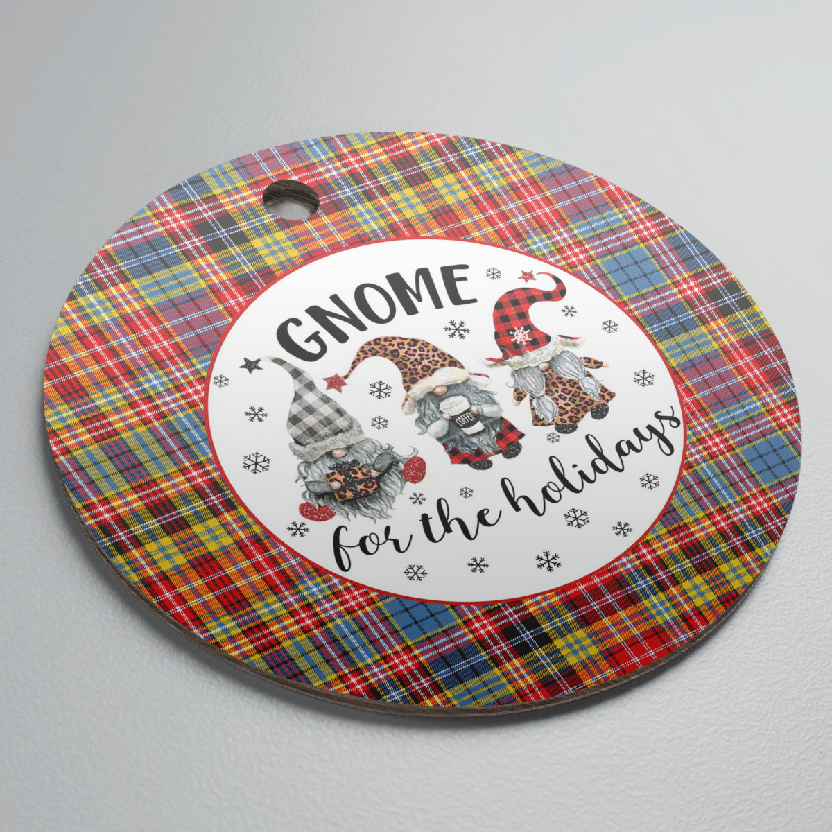 Clan Drummond of Strathallan Tartan Tartan Crest Gnome Round Ceramic Ornament QX59 Drummond of Strathallan Tartan Tartan Christmas   