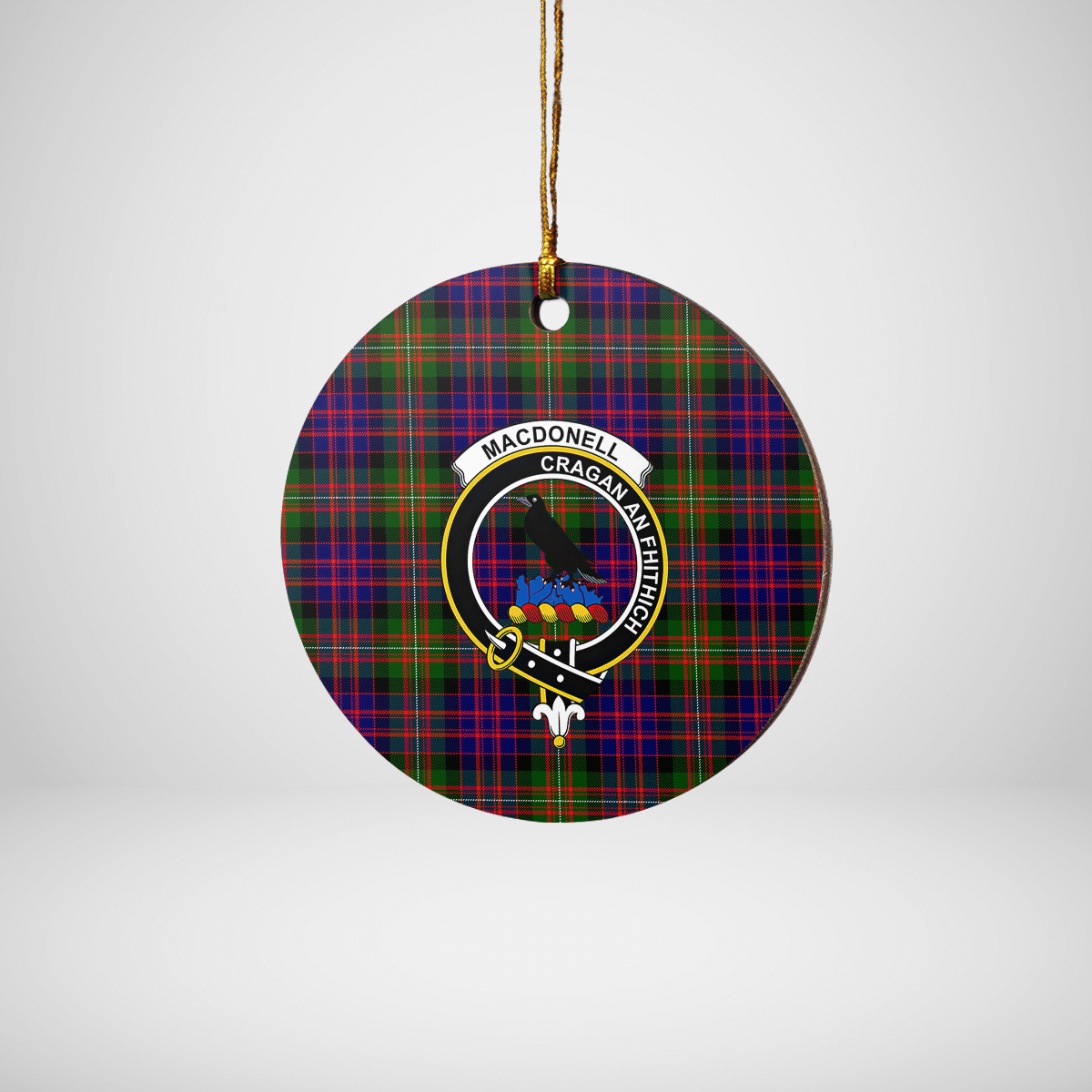 Clan MacDonnell of Glengarry Modern Tartan Crest Round Ceramic Ornament XH98 MacDonnell of Glengarry Modern Tartan Tartan Christmas   