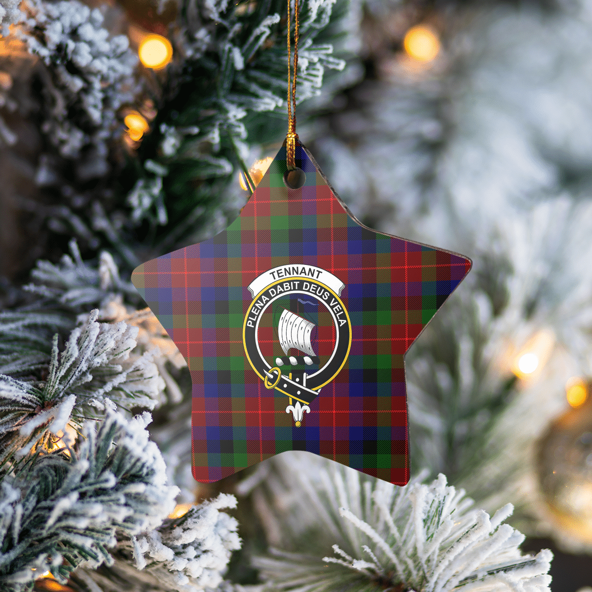 Clan Tennant Tartan Crest Star Ceramic Ornament LT36 Tennant Tartan Tartan Christmas   