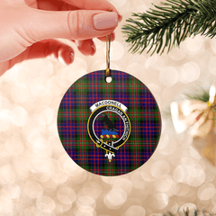 Clan MacDonnell of Glengarry Modern Tartan Crest Round Ceramic Ornament XH98 MacDonnell of Glengarry Modern Tartan Tartan Christmas   