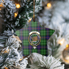 Clan Leslie Hunting Tartan Crest Star Ceramic Ornament DY98 Leslie Hunting Tartan Tartan Christmas   